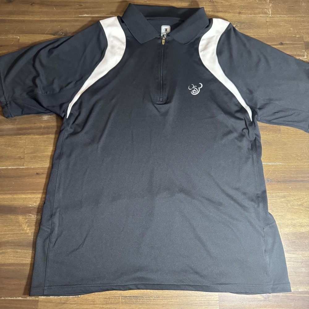 Disney Polo Shirt Champion Double‎ Dry 1/4 Zip Golf Polo Black and White Size M